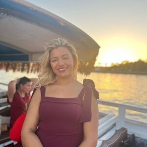 Trixxi Strapless Burgundy Dress